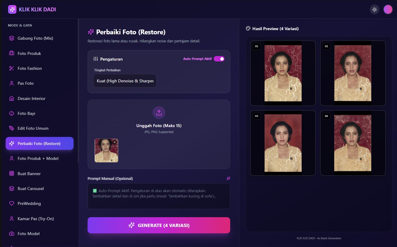 Restorasi foto lama anda, dengan hasil yang memuaskan